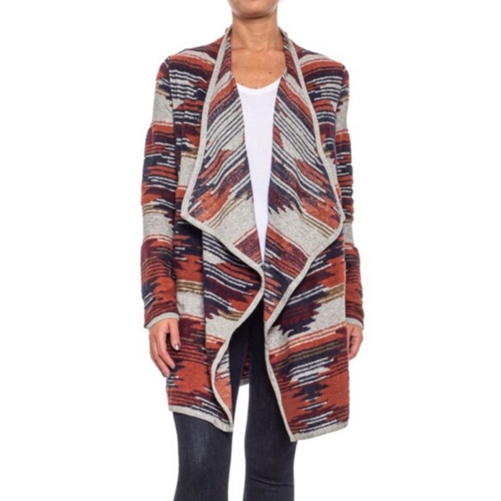 NWT Lucky Brand Aztec Drape Front Sweater Cardigan size L Western Boho Style